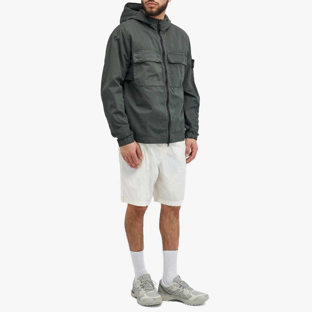 Stone Island Men's Brushed Cotton Canvas Hooded Overshirt Musk